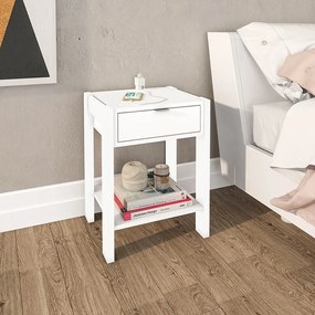 Mesa de Cabeçeira para Quarto Decorativa AZ1016 MDP Branco/Branco G69 - Gran Belo