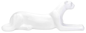 Escultura Decorativa Onça Deitada Branco 17,5x52x13 Cm - D'Rossi