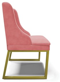 Cadeira Sala de Jantar Industrial Dourado Kit 4 Liz Suede D03 - D'Rossi - Rose