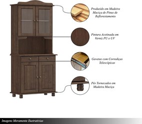 Cristaleira Madeira Maciça 4 Portas Garnet Café G74 - Gran Belo