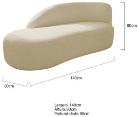 Divã Recamier Curvo Luna 140cm Lado Esquerdo Suede - ADJ Decor