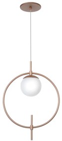 Pendente Cerchio 44X12X31,5Cm Metal Alumínio E Globo Ø12Cm 01Xg9 - Old... (BRANCO / COBRE BRILHO)