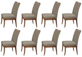 Conjunto 8 Cadeiras Sala de Jantar Lana Aveludado Cappuccino
