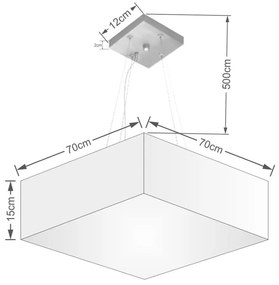 Lustre Pendente Quadrado Md-4137 Cúpula em Tecido 15/70x70cm Preto - Bivolt