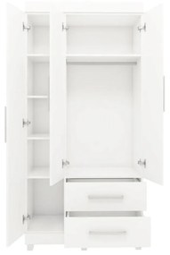 Roupeiro Guarda Roupa 3 Portas Prateleiras 2 Gavetas Branco