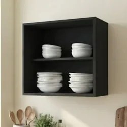 Armário de Cozinha Aéreo Nicho 60cm Pérola Z34 Preto        - Mpozenat
