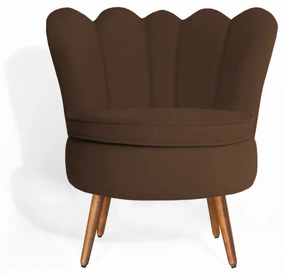 Poltrona Decorativa Dália Pés Palito Veludo Marrom