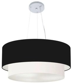 Lustre Pendente Duplo Cilíndrico Vivare Md-4073 Cúpula em Tecido 80x60cm - Bivolt