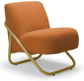 Poltrona Sala Decorativa Industrial Dourado Martina Bouclê Caramelo K01 - D'Rossi