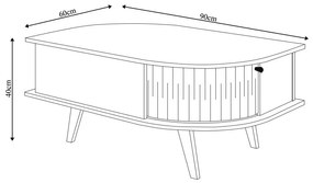 Mesa de Centro Decorativa Marion MDP 2 Portas Deslizantes Cumaru/Opala G97 - Gran Belo