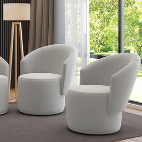 Poltrona Decorativa Orgânica Fixa para Sala Kit 2 Malu Veludo Cinza M11 - D'Rossi