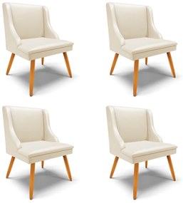 Cadeira de Jantar Pés Palito Castanho Kit 4 Liz Corino - Bege