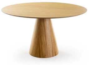 Mesa de Jantar Jaxon Tampo Redondo Lâmina Cinamomo Base Cônica Tingida