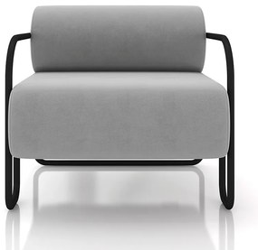 Poltrona Sala de Estar Industrial Preto Ameli Veludo K01 - D'Rossi - Cinza
