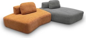 Sofá Ilha Sala de Estar Modulado Dakota com Chaise Encosto Almofadas Soltas Bouclê Rústico Terracota/Cinza G33 - Gran Belo