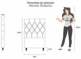 Cabeceira Cama Box Solteiro 90cm Nicole Suede Rosa - Sheep Estofados - Rosa