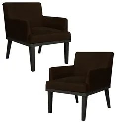 Kit 02 Poltronas Decorativas Vitória W01 Suede Marrom - Mpozenato