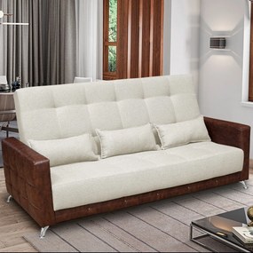 Sofá-Cama 2,00 m 3 Lugares Luxury - Linho Bege Compose Whisky