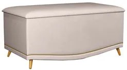 Calçadeira Baú Solteiro 90cm com Tachas Imperial J02 Veludo Bege - Mpo