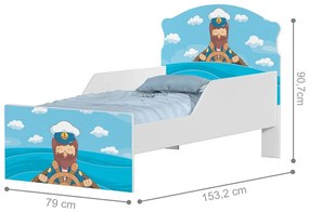 Mini Cama Infantil 153,2x79cm com Proteção Lateral Personagens K02 - D'Rossi - MARINHEIRO