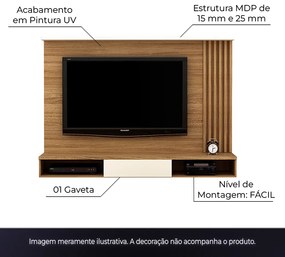 Painel Home para TV até 65 Sala de Estar PB4000 Natural/Off White G69 - Gran Belo