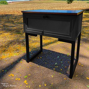 Mesa de Cabeceira Iron 1 Gaveta Imbuia/Preto - Vizzato - Preto