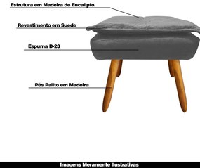 Puff Decorativo Pés Palito Charger Suede Grafite G19 - Gran Belo