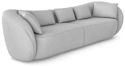 Sofá 3 Lugares 232cm Orgânico Pé Madeira Yume Veludo Cinza Z55 - Mpoze