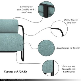 Poltrona Decorativa Sala de Estar Polatsk Base Industrial de Ferro Bouclê Azul G33 - Gran Belo