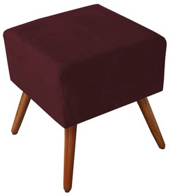 Puff Decorativo Quadrado Malu com Pés Palito Suede Bordô