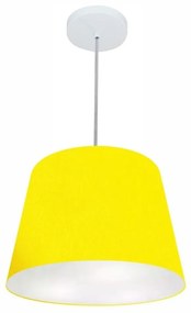 Lustre Pendente Cone Md-4155 Cúpula em Tecido 30/40x30cm Amarelo - Bivolt