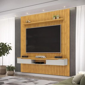 Painel Suspenso Ripado Seko TV 65" Borda Chanfrada Cedro/Bali G18 - Gran Belo