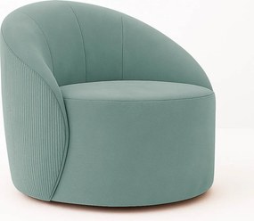 Poltrona Decorativa Orgânica Giratória Lua Cotelê/Veludo Menta D03 - D'Rossi