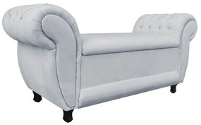 Recamier com Baú Grécia 195 cm Namoradeira Calçadeira Suede Cinza D'Rossi