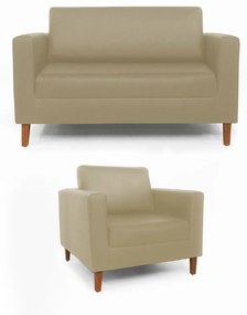 Conjunto Namoradeira + Poltrona Gabriela Suede Nude