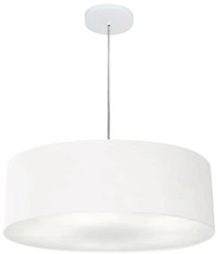 Lustre Pendente Cilíndrico Md-4217 Cúpula em Tecido 50x15cm Branco - Bivolt