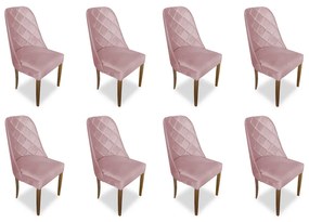 kit com 8 Cadeiras de Jantar Dublin Suede Rose