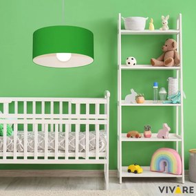Lustre Pendente Cilíndrico MD-4052 Cúpula em Tecido 50x21cm Verde Folha - Bivolt
