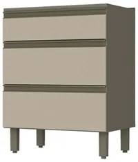 Balcão 60cm 3 Gavetas 100% MDF Sem Tampo Connect Duna/Cristal - Henn