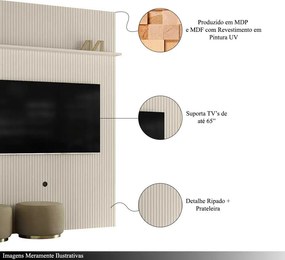 Painel Decorativo 245cm Sanson Frisado MDP até 65 OffWhite G97 - Gran Belo