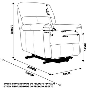Poltrona do Papai Reclinável Elétrica com Controle Kyoto Lift Couro Off White G43 - Gran Belo