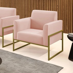 Poltrona Base Industrial Preto Marisa Veludo - Rose