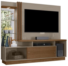 Estante de TV 60 Pol 200cm Sala de Estar Lumari Fendi/Naturale M20 - D'Rossi