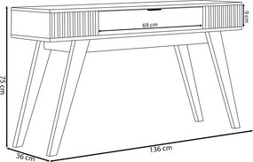 Aparador Decorativo Pés em Madeira Maciça Puxador em Metal MDP/MDF Itacaré 136cm Freijó G73 - Gran Belo