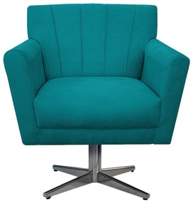 Poltrona Laura Base Giratória de Metal Suede Azul Turquesa - ADJ Decor