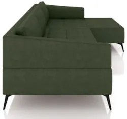 Sofá 5 Lugares 346cm Com Chaise Direito Eko Couro Verde Z55 - Mpozenat
