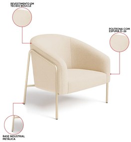 Poltrona Sala Industrial Alta Champanhe Kit 2 Stella Suede D03 - D'Rossi - Bege