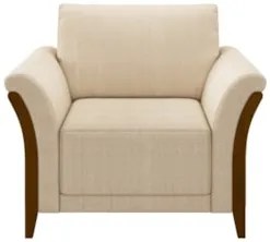 Poltrona Decorativa Sala de Estar 102cm Pés Madeira Roya Z32 Linho Cha