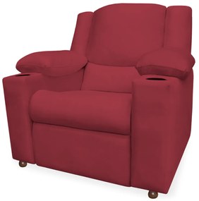 Poltrona Papai Manchester Reclinável Veludo Vermelho