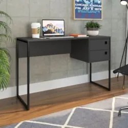Mesa Escrivaninha Industrial 120cm 2 Gavetas Nubia Grafite Z54 - Mpoze
